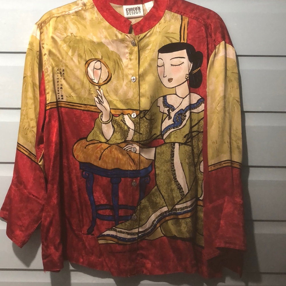Chico’s Design Silk blouse- painted geisha